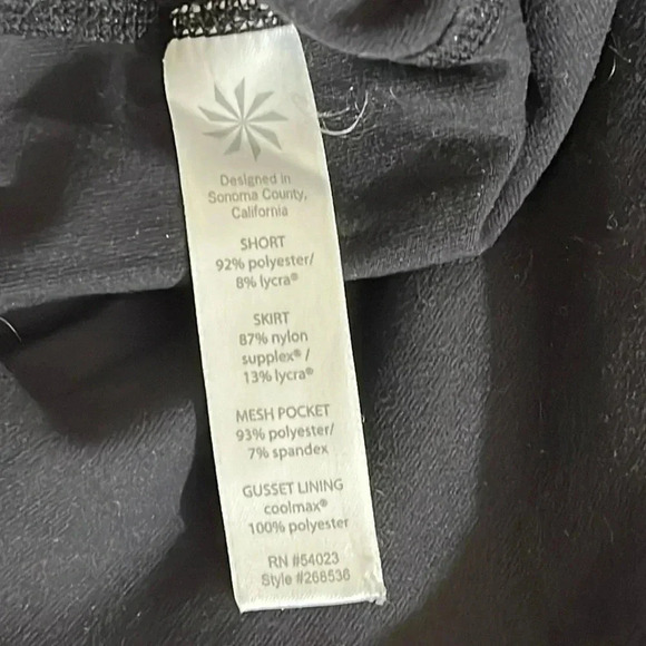 ATHLETA Women’s XL Running Tennis Mini Skirt Shorts Black White Zipper Pocket - Picture 9 of 9